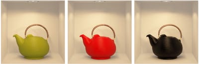 Sticker met 3D-effect van een moderne theepot, 40 x 120 cm