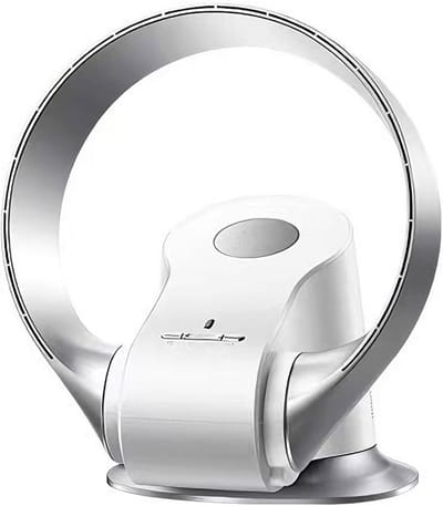 Bladloze Wandventilator 14" – 9 Snelheidsstanden, 90° Oscillerend, Timer, Fluisterstil | Draagbare Tafel- & Wandventilator voor Thuis, Slaapkamer, Kantoor | Inclusief Afstandsbediening – 35W Bladloos Ontwerp (Zilver)