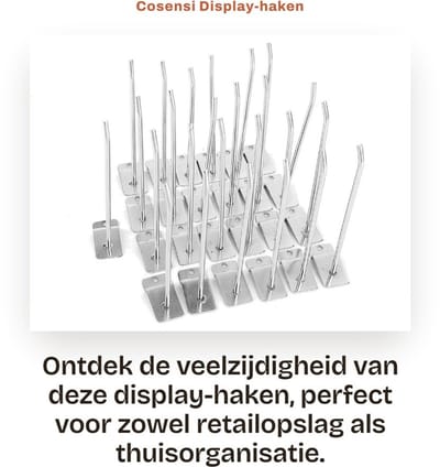 Dailygoods- Display-haken 25 stuks - Roestvrij Staal - 15 cm - Wandhaken met 30° Hoek - Glanzende Chroomafwerking - Duurzaam en Robuust