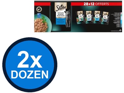 2x Sheba - Mini Filets Pouch Saus Vis Sel Multipack (40x85g) - Kattenvoer Natvoer - 3.4 kg