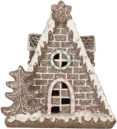 Clayre & Eef Gingerbread house met LED 17x10x18 cm Bruin Kunststof