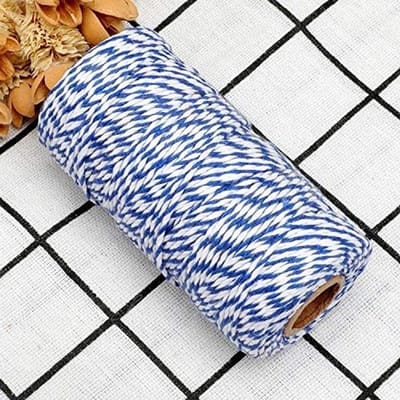 Navy Blauw en Witte Bakkerstouw: 2mm Katoen Koord voor Cadeauverpakking, DIY Knutselen en Feestdecoratie, 100m