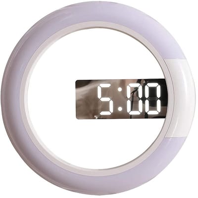 Store_7 - 12 inch wandklok - LED-spiegel klok - Multifunctioneel ontwerp - Zwart - Digitale wandklok - Creatieve klok met afstandsbediening - Gesch...