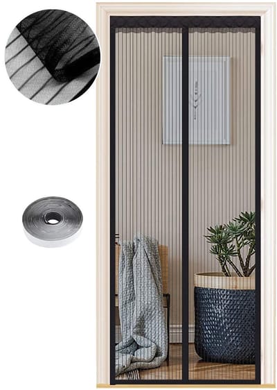 Magnetisch Vliegengaas 120x240 cm, Muggennet Hordeur voor Balkondeur, Kelderdeur, Terrasdeur, Automatisch Sluitend, Boren is Niet Nodig, Zwart