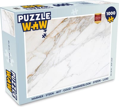 Puzzel Marmer - Steen - Wit - Goud - Marmerlook - Steen - Luxe - Legpuzzel - Puzzel 1000 stukjes volwassenen