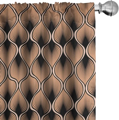 ABAKUHAUS – Damast strepen – Voorhangen 2x75x225 cm – Perzik en Zwart
