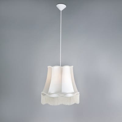 Qazqa retro hanglamp - Granny - crème, rond, 45cm, binnenverlichting