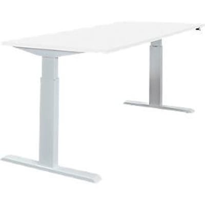 Schäfer Shop  Select NEVADA Bureautafel ,elektrisch in hoogte verstelbaar, breedte 1600 mm, eentraps H 715 - 1185 mm, wit blad en alu onderstel
