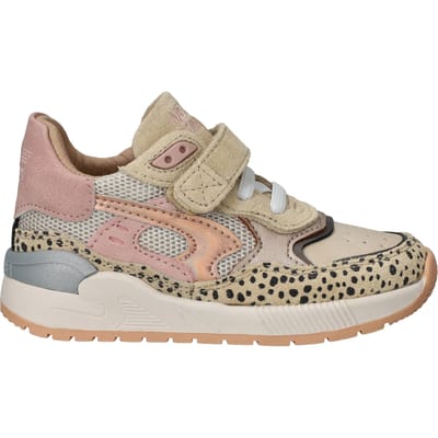 Shoesme Sneaker Met Panterprint - Sneakers Kinderen - Meisjes - Beige Animal Pink - Microleer - Maat 24