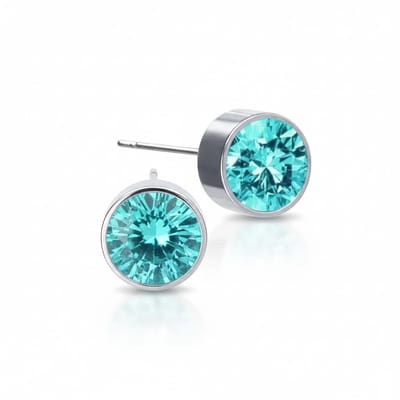 Aramat Jewels | Oorbellen | Oorstekers – Staal Kristal Aqua Blauw Zilverkleur (6mm) | | | |6mm | Staal | Kinderen, Volwassenen | Verkleurd niet