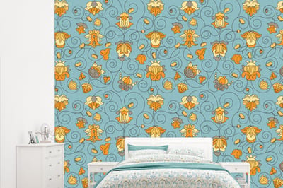 Behang - Fotobehang Patronen - Vintage - Bloemen - Breedte 315 cm x hoogte 260 cm