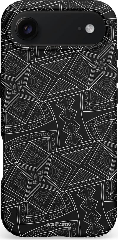 Casetastic hoesje geschikt voor Apple iPhone Air - MagSafe - Dubbellaagse bescherming - Afrikaanse kunst - Fashion Case - Zwart