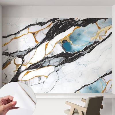 Coloray Zelfklevend Behang - Elegant marmer Stickerbehang op rol - 152x104 cm - Wit Zelfklevend Behang - Voor de woonkamer, voor het kantoor, voor de slaapkamer - Peel-and-stick techniek - Zelfklevend fotobehang