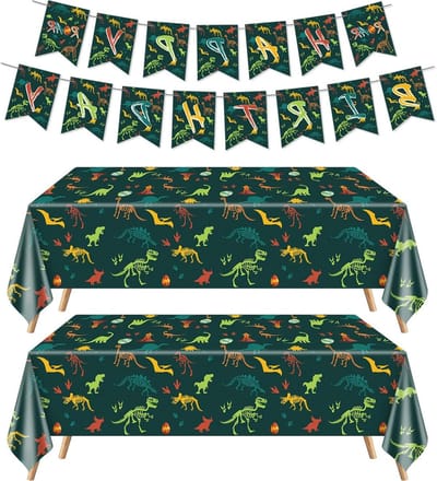 Dinosaur Party Decorations - Dino Tablecloth for Birthday Rectangular Dinosaur Plastic Table Cloth Boys Banner Dino - ShopVlot