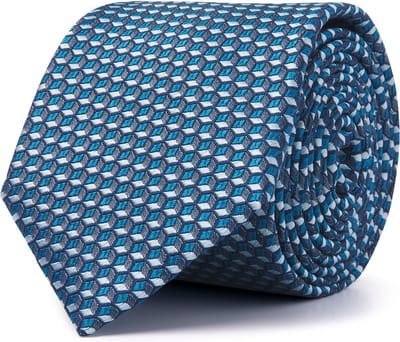 TRESANTI | STOKE | Geweven zijden stropdas honingraat | Blauw