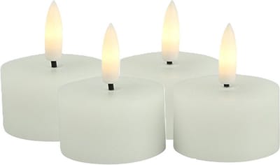 Countryfield LED theelichtjes/waxinelichtjes - 4x st - wit - D4 x H5,2 cm - met timer