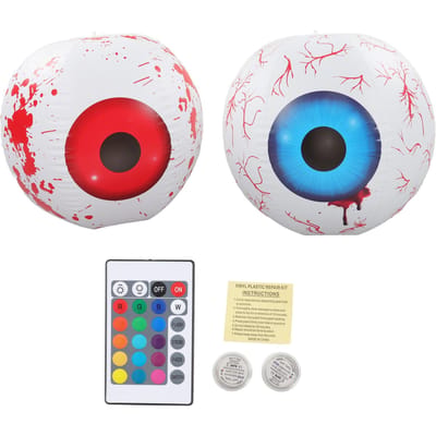 2 STUKS Terror Opblaasbare Decoratie met 12 Kleur Instelbare LED Opblaasbare Oogbol Lamp Voor red