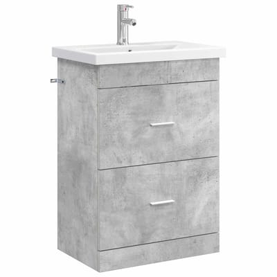 vidaXL - Badkamermeubel - Set - Betongrijs - 61 - x - 40 - x - 84,5 - cm - Bewerkt - hout