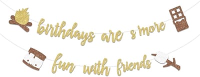 Allecto - S'mores Feestdecoraties - Glitter Banner - Verjaardagsfeest - Camping Thema - Babyshower - Creatieve Decoratie voor Feesten