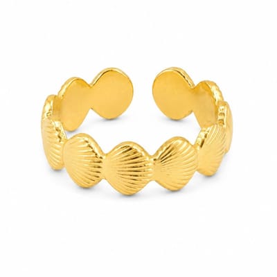 2 Love It - Ring - Aaneengesloten schelpjes - Goudkleurig - Open achterzijde - Verstelbaar