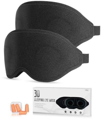 Slaapmasker voor zijslapers - Set van 2, Professionele 3D-Oogmaskers voor Dames en Heren, 100% Lichtblokkerend met Verstelbare Band en Oordopjes voor Reizen