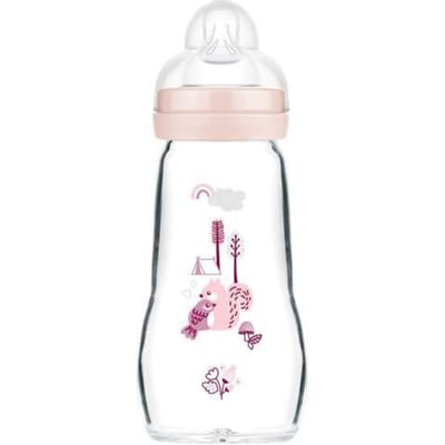 MAM-glazen fles - 260 ml - 0 tot 6 maanden - Speenstroom 2 - Roze
