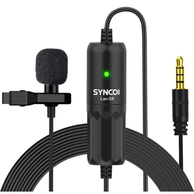 SYNCO Lav-S8 Professionele Lavalier Microfoon Clip-on Omnidirectionele Reversmicrofoon Ruisonderdrukking zwart