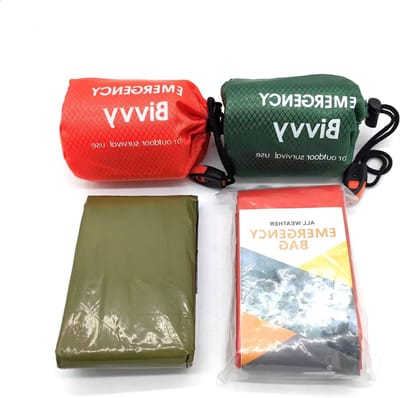 Ultralichte nooddeken en slaapzak voor overleving met waterdichte tent en signaleringsfluitjes voor outdoor camping en hiking, hittebestendig en koudbescherming