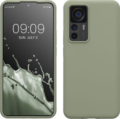 kwmobile telefoonhoesje geschikt voor Xiaomi 12T / 12T Pro - Hoesje met siliconen coating - Smartphone case in grijsgroen