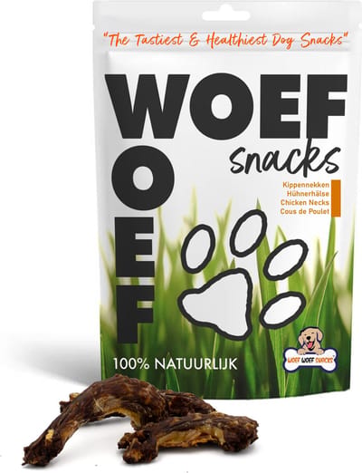 Woef Woef Snacks Hondensnacks Kippennekken 0.75 KG - Verwensnacks Hondensnoepjes - Gedroogd vlees - Kip - Vanaf 3 maanden - Geen toevoegingen
