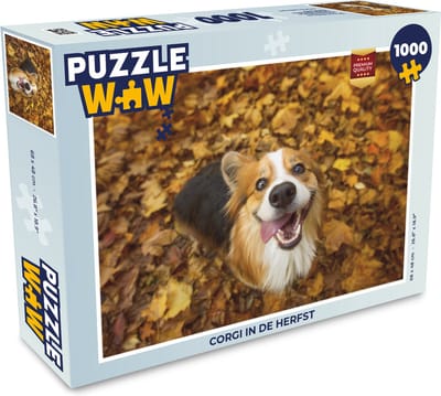 Puzzel Corgi in de herfst - Legpuzzel - Puzzel 1000 stukjes volwassenen