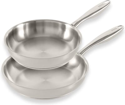 ELLE Gourmet Classique 2-delige RVS Koekenpannenset - Ø 24 & 28 cm - PFAS vrij - Inductie Pannenset