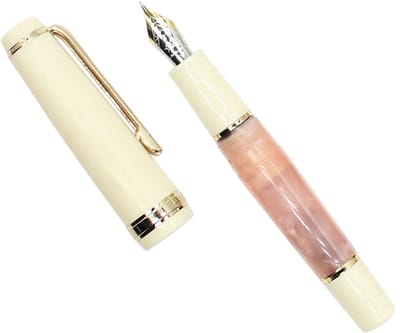 Dailygoods - Gullor Mini Vulpen Gouden Trim, Acryl Pocket Pen, Roze, Fijne Penpunt (0.5mm)