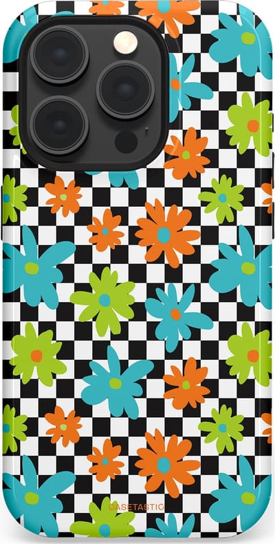 Casetastic Hoesje Geschikt voor Apple iPhone 15 Pro Magsafe - Stijlvolle Beschermende Duo-layer Case - Retro Bloem Power