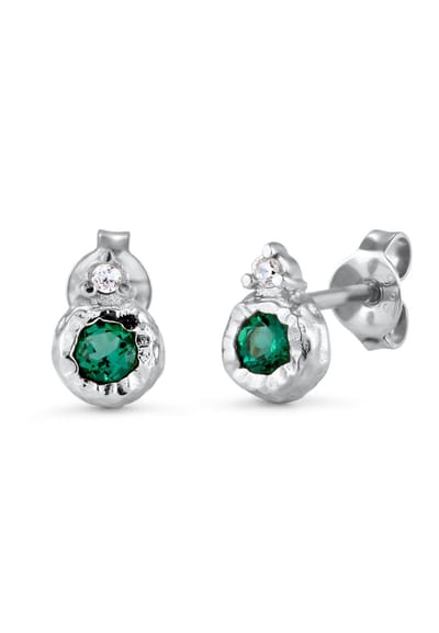 Elli PREMIUM - Oorbellen - Oorbellen Vrouwen Cirkel Synthetische Smaragd Xirius Geslepen Groene Zirkonia Wit 925 Sterling Zilver -