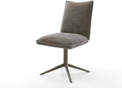 Eetkamerstoel Lelio-Flex kruispoot afwerking met titanium bouclé zacht mud 360° draaibaar rocker-functie pocketveer kern