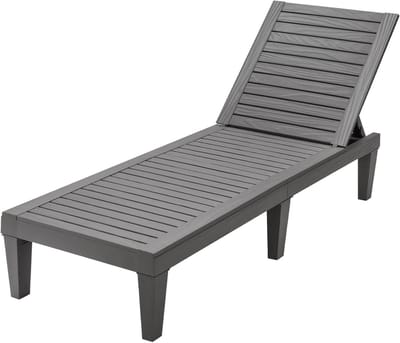 Ligstoel met rugleuning - Zonnebank Tuinstoel - Ontspannen in de tuin - 5-voudig verstelbaar - 190 x 575 cm - Grijs