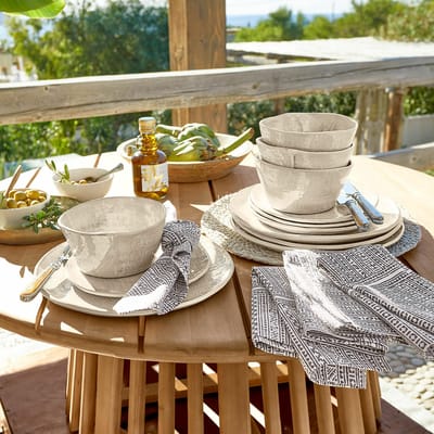 LOBERON Servies set van 12 Luganville beige