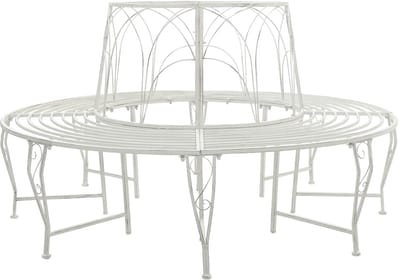 vidaXL - Boom - Bank - 8-Aantal - zitplaatsen - Ø - 160 - x - 89 - cm - Staal - Antiek - wit