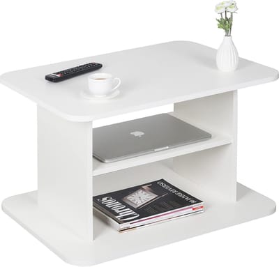 Moderne Salontafel met Opbergruimte – Wit Woonkamer Bijzettafel 69x45x50 cm
