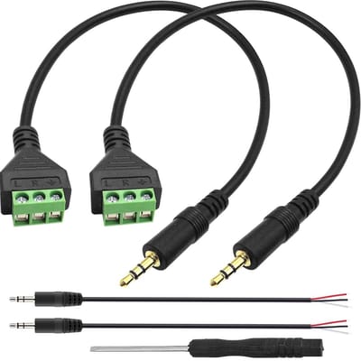 Audio Adapter Kabel - Stereo Jack Connector - Solderless Aansluiting - Goudkleurige Contacten - 30cm Lengte - Zwart