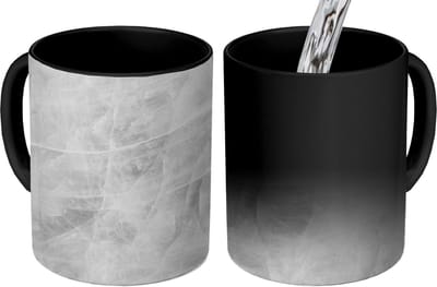 Magische Mok - Foto op Warmte Mokken - Koffiemok - Marmer - Steen - Wit - Luxe - Marmerlook - Magic Mok - Beker - 350 ML - Theemok