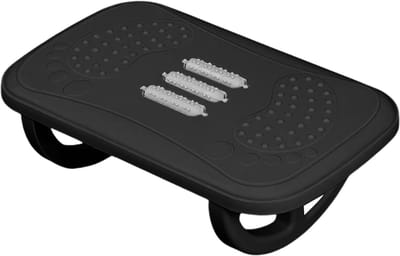 Voetsteun onder bureau - Beensteun kruk - Comfortabel zitten - Gebogen schommeloppervlak - 37.5 cm - Zwart