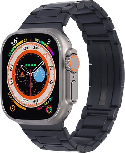 Stalen bandje - RVS - geschikt voor Apple Watch 1/2/3/4/5/6/7/8/9/10/11/ SE (1,2,3) met maat 38 mm / 40 mm / 41 mm en 42 mm (Watch 10/11) - zwart