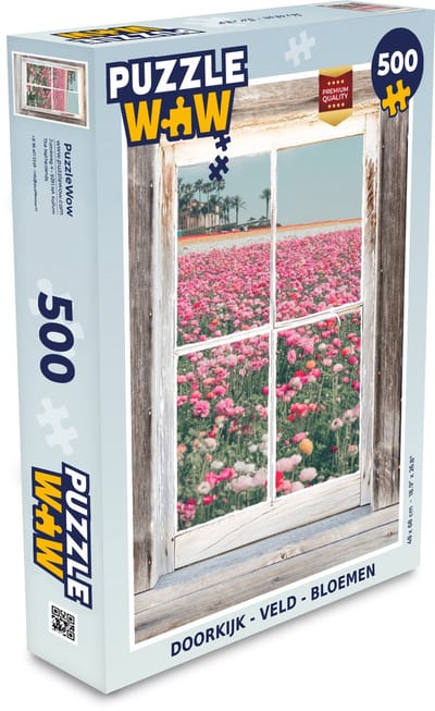 Puzzel Doorkijk - Veld - Bloemen - Legpuzzel - Puzzel 500 stukjes