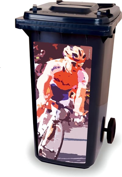 Container sticker - Wielrenner - kliko sticker - afvalbak stickers - vuilnisbak - CoverArt