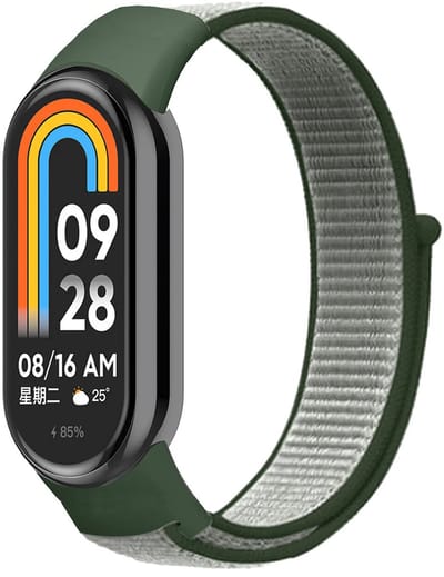Strap-it Nylon bandje met klittenbandsluiting - geschikt voor Xiaomi Smart Band 8 / Smart Band 9 / Smart Band 10 (olijfgroen)