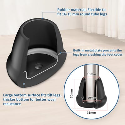Siliconen Stoelbeenbeschermers voor Houten Vloeren - 24 Stuks - Zwart