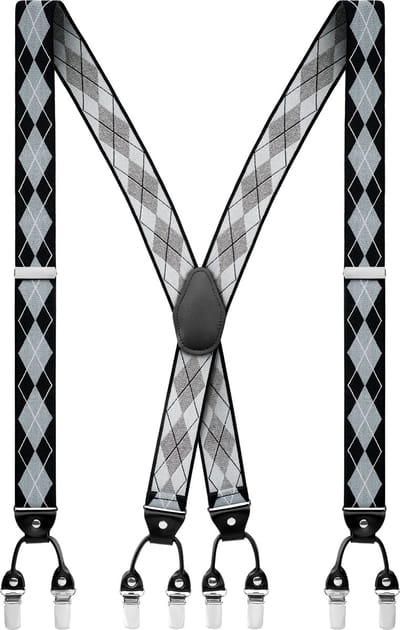 Vexel | Grijze X-vormige Bretels met Groot Diamantpatroon