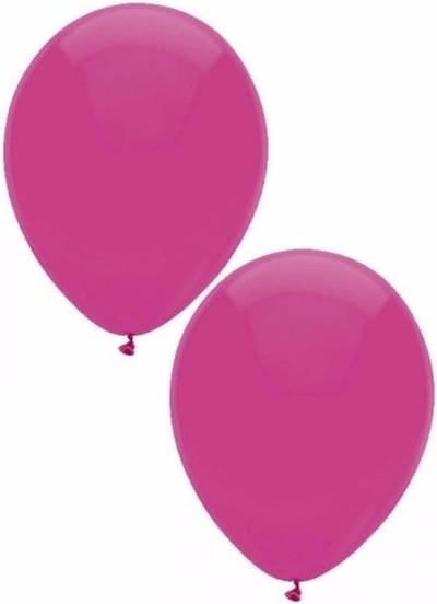 Bellatio Decorations ballonnen - 10 stuks - donkerroze - 27 cm - helium of lucht - verjaardag / versiering